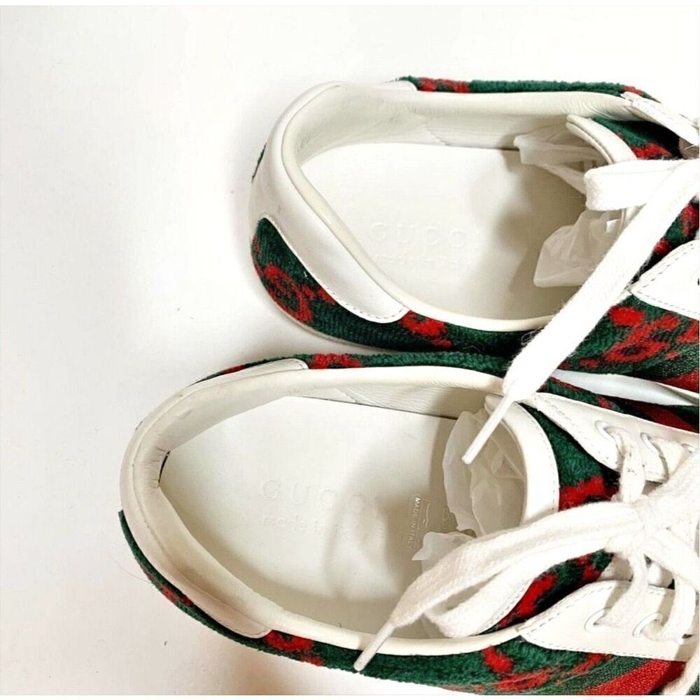 Gucci Ace GG Logo Terry Cloth Green Red Velvet Men’s Sneakers Size Gucci Size 8 - Picture 12 of 13